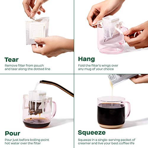 Copper Cow Coffee + Creamer Variety | Classic, Lavender, and Churro Coffee with Classic Creamer | Single-Serve Pour Over Vietnamese Coffee Pouches | 15 Pack