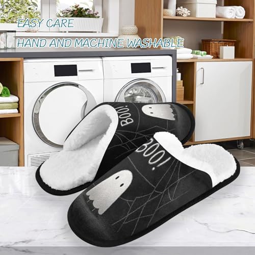 Ghosts Halloween Spider Black Slippers For Women Men Soft Memory Foam Non-Slip Hallowmas Winter Indoor House Shoes Travel Slipper3