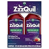 ZzzQuil Liquid Sleep Aid, Diphenhydramine 50mg HCl, Calming Vanilla Cherry Flavored, Nighttime Sleep Aid Liquid, Sleep Aids for Adults, 2 Pack, 24 FL OZ