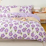 Design - Die Bettwäsche ist mit botanischen Mustern im Gartenstil wie Blumen und Blätter auf dem weißen deckenbezug bedruckt. Vibrant Bettbezüge erhellen Ihre Zimmer, fügt eine kokette niedlich und ästhetisch ansprechende Note zu Ihrem Dekor.