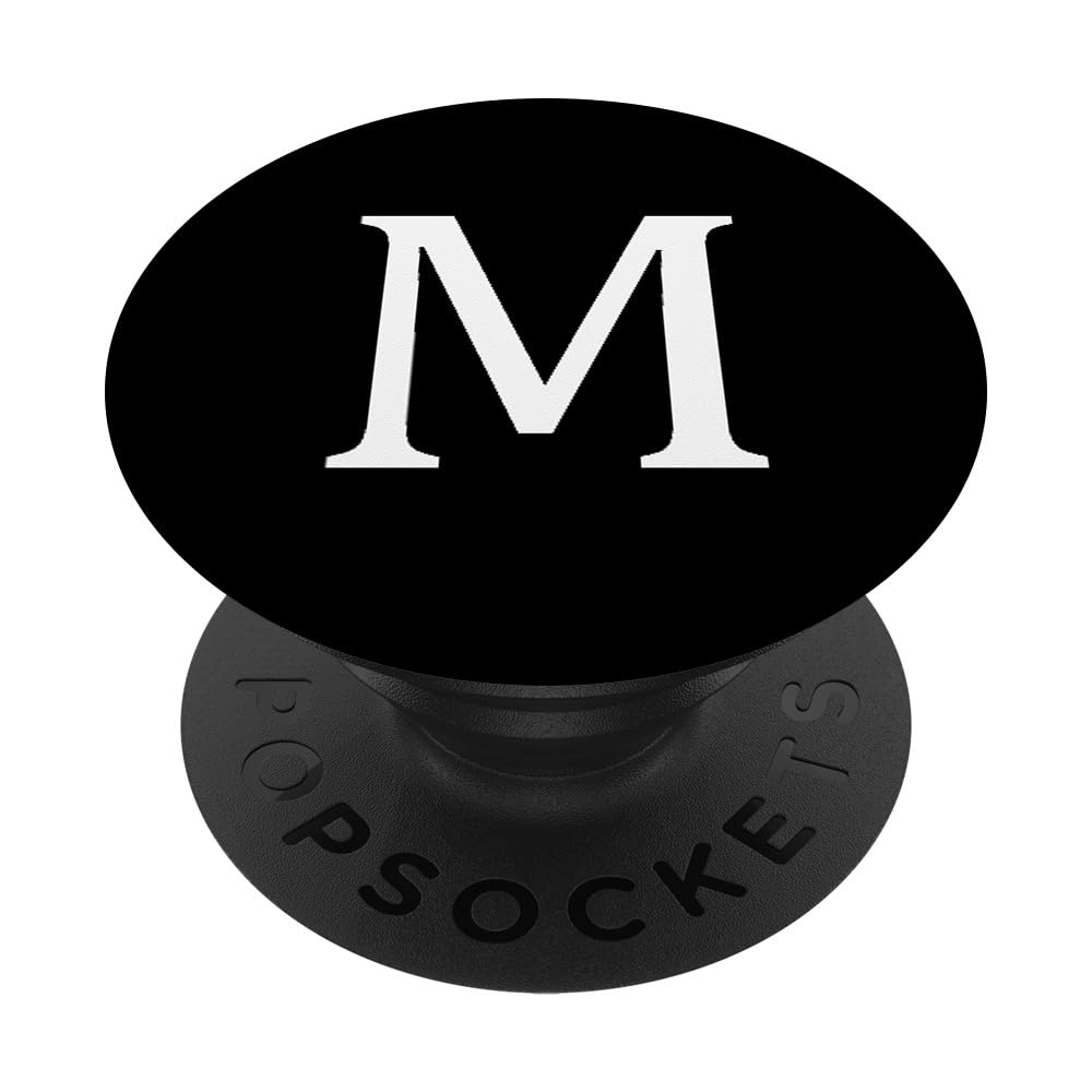 M Monogram Initial Letter Black And White Phone Holder PopSockets Adhesive PopGrip
