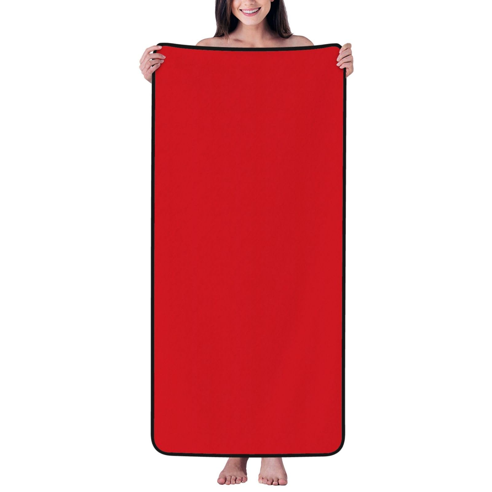 Serviette en velours corail rouge uni 68x139 cm douce pour le corps