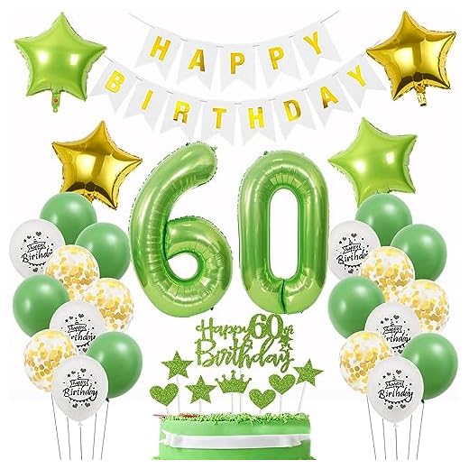 Decoracion 60 cumpleaños Hombre Mujer verde oro,Cumpleaños 60 años Mujer verde globos 60 cumpleaños Hombre decoración verde ,globos 60 cumpleaños decoración Mujer verde decoración tarta 60 cumpleaños