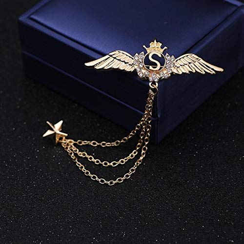 FISH4 Moda Hombres Mujeres Cadena Pines Corona alas de �ngel drag�n Azul Marino Ancla Vintage Ramillete Insignia �guila Reno Lobo Rey Broche