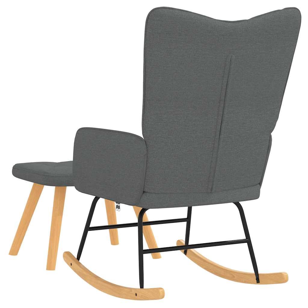 Mecedora con taburete de tela gris oscuro, moderno sillón relax con 7 botones acolchados y costuras decorativas, cómodo acolchado de espuma, estructura de acero estable