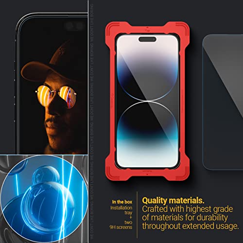 Image of CASEOLOGY by Spigen Snap Fit Tempered Glass Screen Guard Protector Compatible with iPhone 14 Pro with Installation Kit - 2 Pack