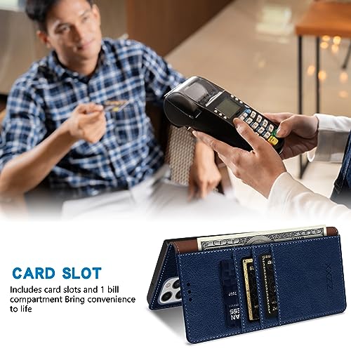 Image of ZZXX for iPhone 13 Pro Wallet Case Strong Magnetic 6.1 inch,Blue