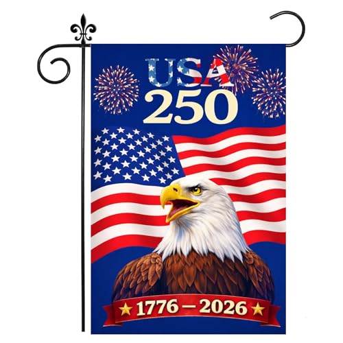 USA 250 Anniversary Garden Flag, Patriotic American Eagle Flag 12x18 Double Sided, 1776–2026 Independence Day Outdoor Yard Lawn Decor