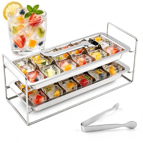 Bandeja para hielo de acero inoxidable, pack 2 miniatura 1