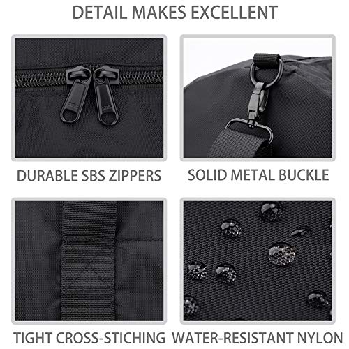 Vorspack Small Duffel Bag 20 Inches Foldable Gym Bag for Men Women Duffle Bag Lightweight with Inner Pocket for Travel Sports - Black