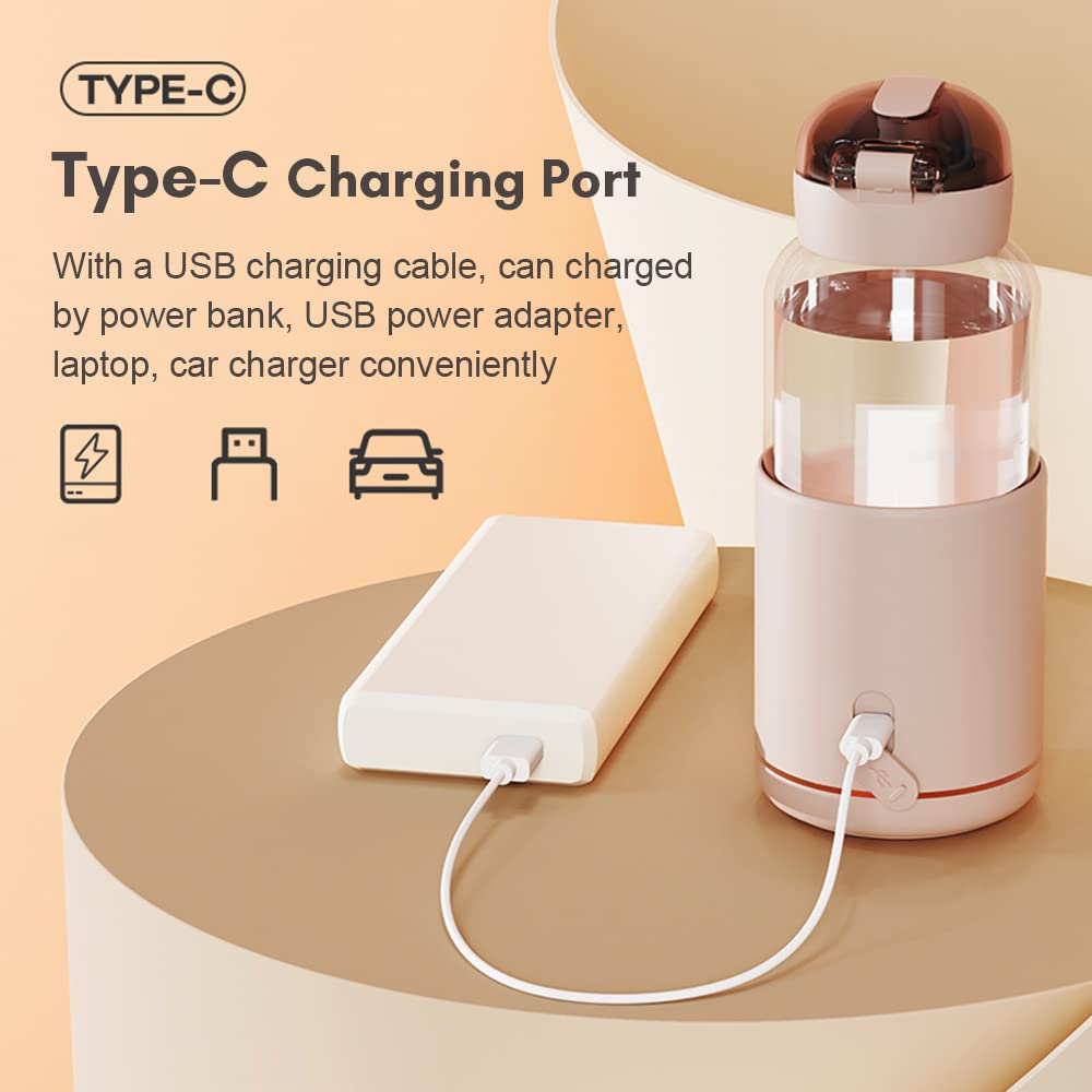 HUIOP Chauffe-Eau portatif,Chauffe-Eau Portable pour Formule bébé Capacité de 300 ML Contrôle précis de la température Batterie intégrée Chauffe-Eau instantané sans Fil Bouilloire électrique pour