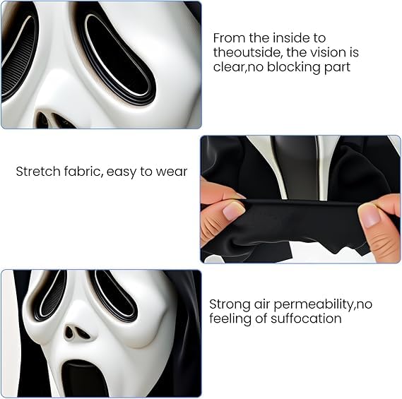 Halloween Scream Mask, Halloween Mask Scary, Halloween Mask Natural Latex Scary Skull Mask Horror Full Head Masque Halloween Party Costume Cosplay Props