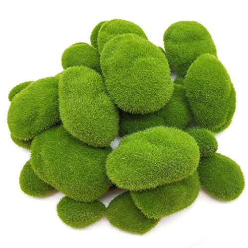 YOOHUA 30PCS 3 Size Artificial Moss Rocks Decorative, Green Moss Balls,Moss Stones, Green Moss Covered Stones, Fake Moss Decor for Floral Arrangements, Fairy Gardens and Crafting