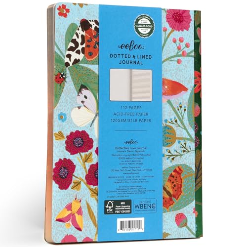 Carnet doré Papillons eeBoo : le cadeau idéal avec couverture rigide et papier mixte