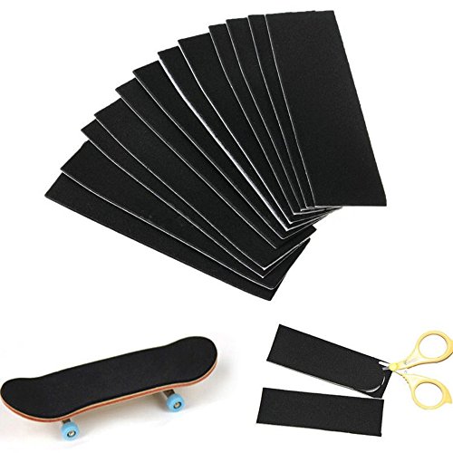 12PCS Wooden Fingerboard Deck Uncut Chape Finger Skateboard Black Foam Grip Tape Sticker 4.33''X1.38''