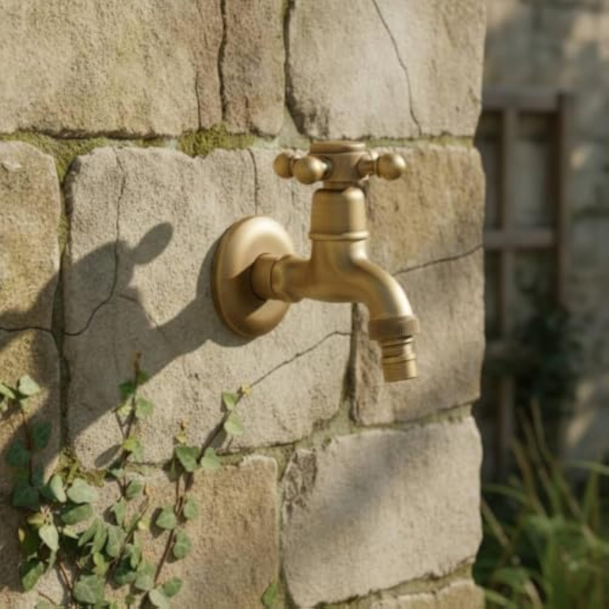 Antique Brass Wall-Mounted Faucet, Vintage-Inspired