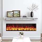 Fireplace Mantel, 48 Inch Mirrored Floating Shelf with Crystal Crushed Diamond Inlay, Wall Mounted L