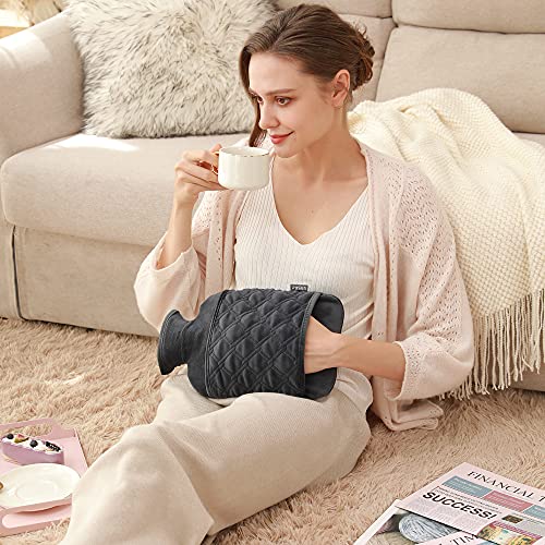 Pusun Hot Water Bottle With Hand In Pocket Cover-1.8L Pvc Hot Water Bag Neck, Shoulder Pain And Hand Feet Warmer, Menstrual Cramps, Hot Compress And Cold Therapy-Blue Ashes #TOP4