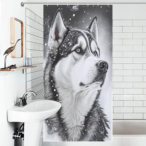 Rideau de douche loup imperméable lavable rideau salle de bain polyester - 6
