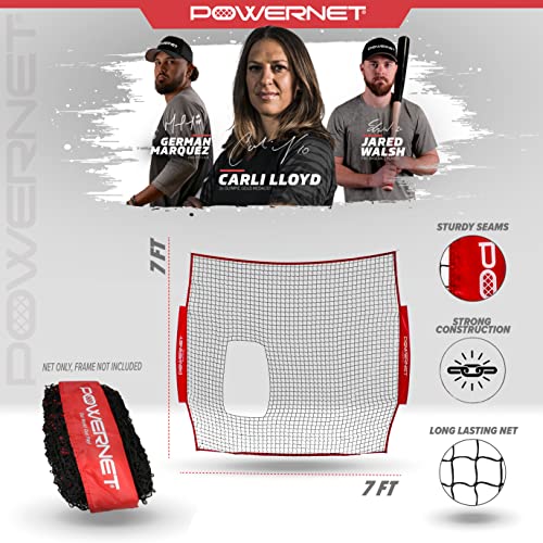 Powernet 7X7 Ft Pitch-Thru Protection Screen For Softball (Net Only) | 49 Sqft Barrier | Perfect For Pitching Or Batting Practice | Open Area In Net To Allow Ball To Pass Through #TOP1