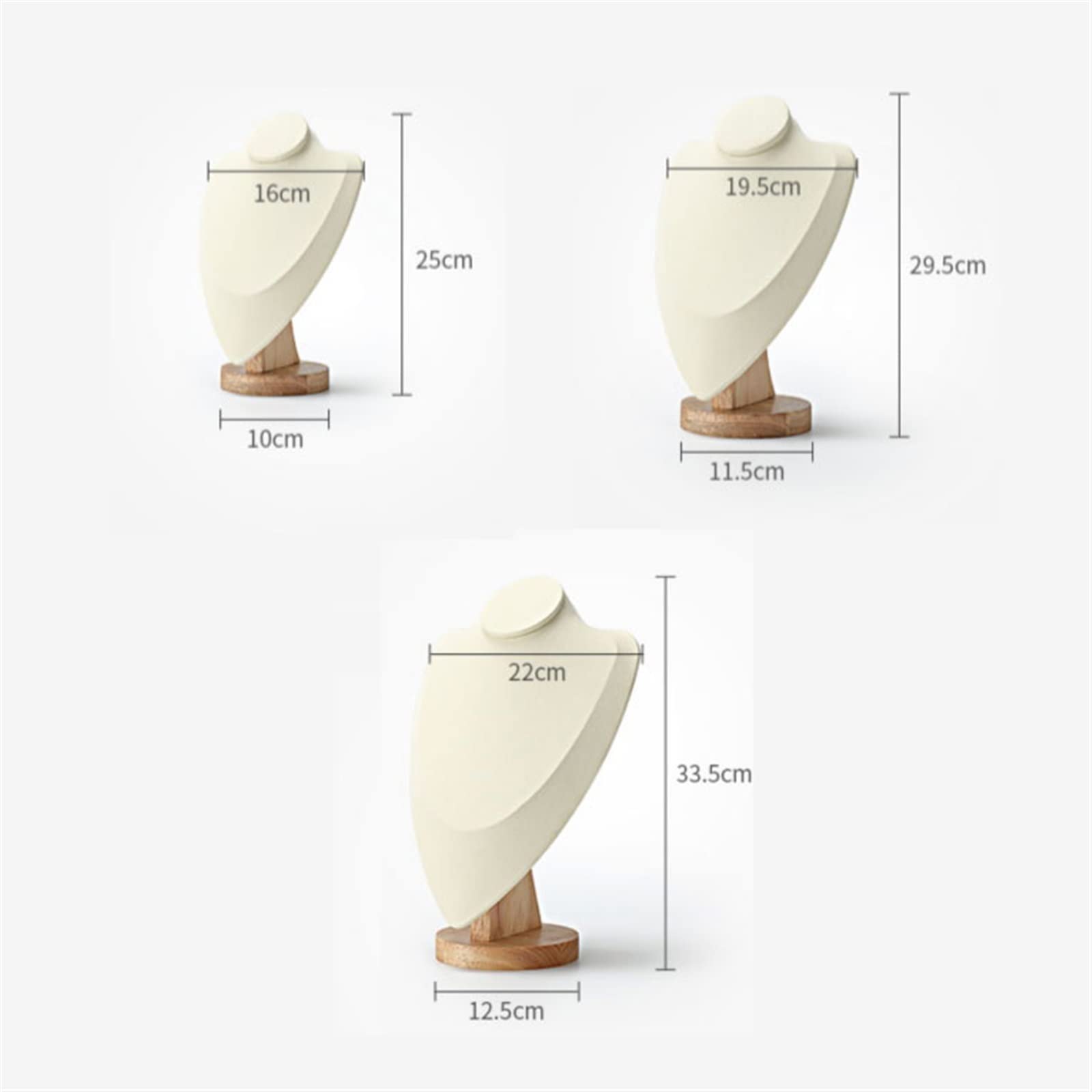 Organizador de Joyas Expositor de joyas de terciopelo beige, expositor de joyas, busto, soporte para collares, colgantes, busto, gargantilla, estante para joyas, organizador de colgantes, estante par