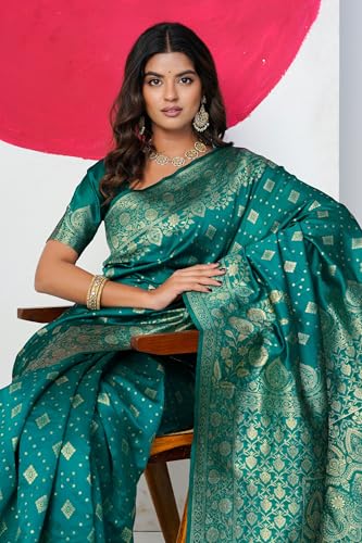 Image of MIRCHI FASHION Women Saree | Banarasi Silk Woven Design Daily Regular Use Sari with Blouse