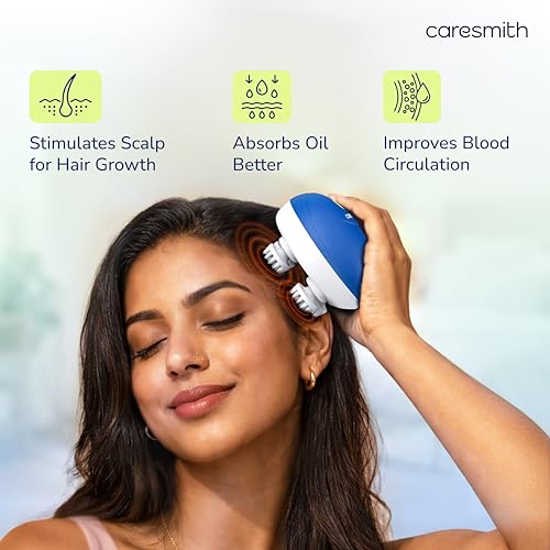 Image of Caresmith Revive Scalp Massager | 96 Silicon Kneading Points with Detachable Heads | Scalp & Head Massager for Hair Growth | Stress Relief (Blue)