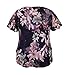 LEEBE Women’s Plus Size Round Neck Short Sleeve Printed Mesh Ruffle Top (1X-5X) (5X, Purple/Mauve Floral)