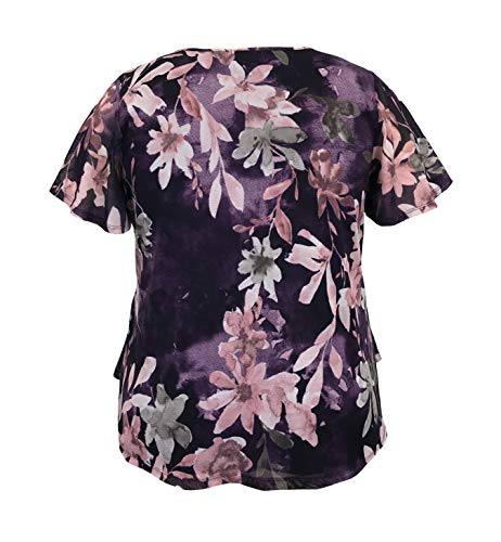 Image of LEEBE Women and Plus Size Printed Mesh Ruffle Top (Small-5X)