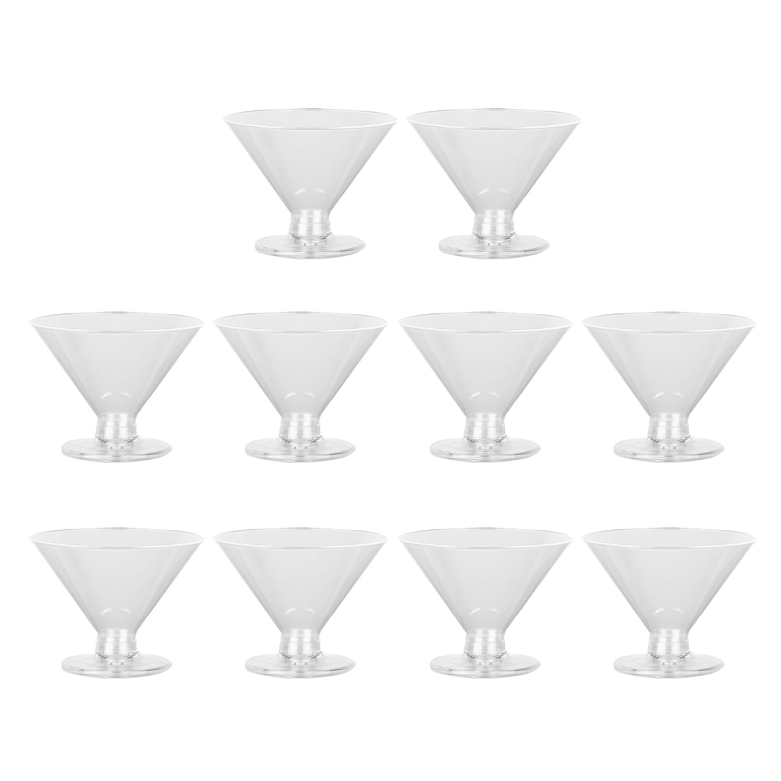 Porceosy Clear 10Pcs Disposable Martini Glasses Set - Plastic Cocktail Glass For Parties Weddings Desserts, Transparent Cups For Cocktails Champagne Ice Cream