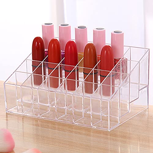 TACYKIBD 24 Slots Lipstick Organiser, Acrylic Clear Makeup Storage Box Cosmetic Display Stand Rack, Lipstick Holder for Brush Nail polish Nail Varnish Perfume (24 Slots) - Image 6