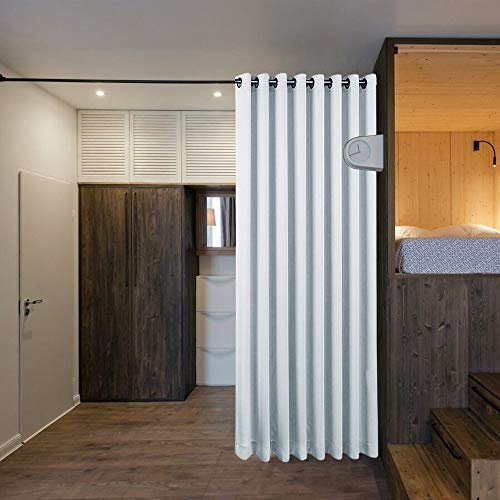 Image of NICETOWN Room Divider Curtain Screen Partition, Vertical Blind for Sling Door, Blackout Window Curtain, Privacy Blind for Patio, Extra Wide Drape (Greyish White, Single Panel, 8.3ft Wide x 8ft Long)