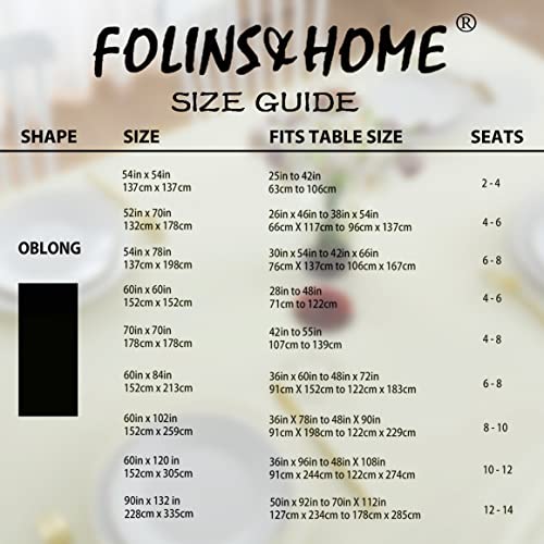 Image of FOLINS&HOME Cream Rectangle Tablecloth 60 x 102 Inch Waterproof Table Cloth | Wrinkle Free Polyester Table Cloths, Spillproof Heavy Duty and Washable Table Cover for Party, Banquet - Rectangular /Oblong
