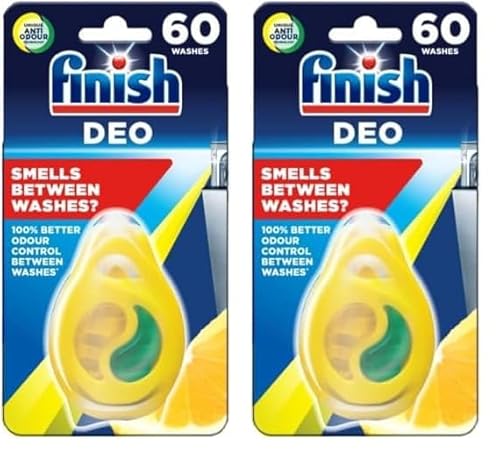 Finish, Dishwasher Freshener, Lemon (2 pack) Eliminates Odour, Clean and Fresh Smell up to 120 Washes