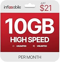Vista 6 de 12,6 $/mes Plan prepago Infimobile Ilimitado: 6 meses 10 GB de datos de alta velocidad por mes Datos de voz y texto ilimitados Tarjeta SIM