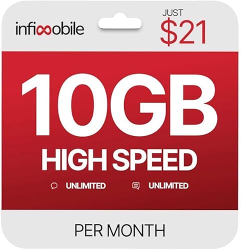 Miniatura 6 de $12.6mes  Infimobile Plan ilimitado prepago 6 meses  10 GB de datos de alta velocidad por mes  Conversación y texto de datos ilimitados  Tarjeta SIM