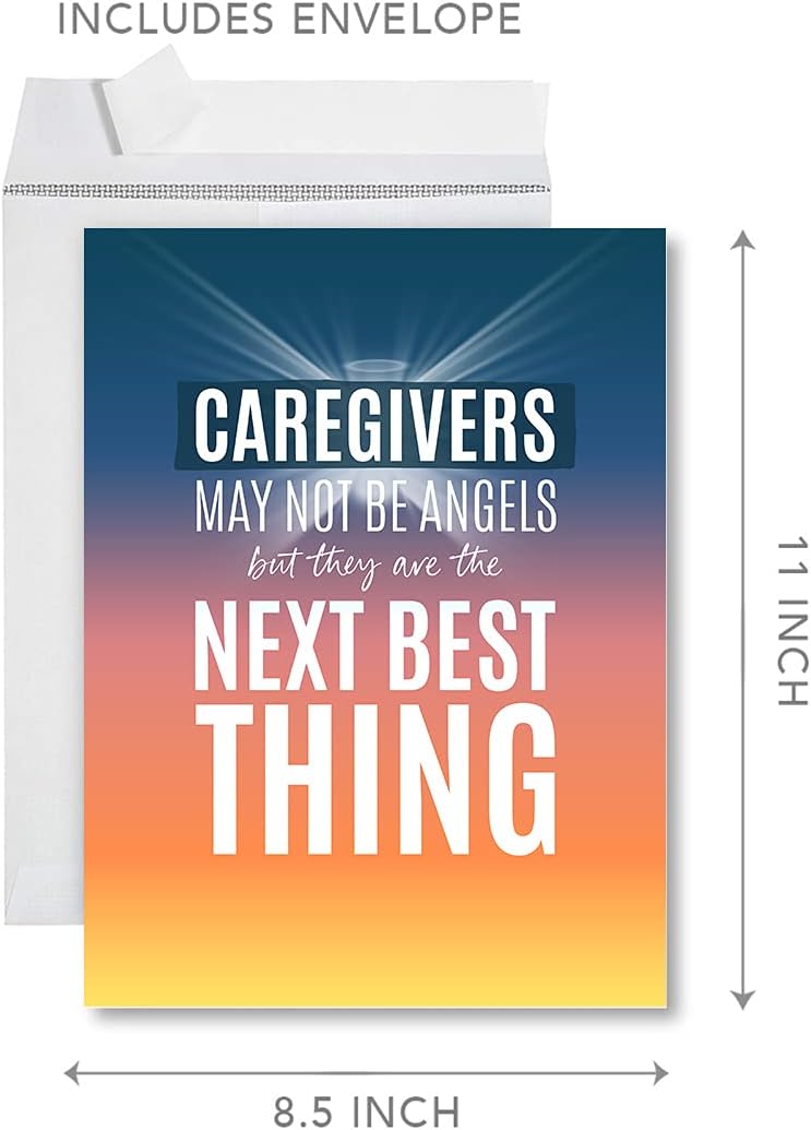 Andaz Press National Caregivers Day Jumbo Card, The Next Best Thing, 8.5 x 11 inch Blank Greeting Card with Envelope, Caregiver Appreciation Day Card Thank You Card For Caregiver, Nurse, 1-Pack