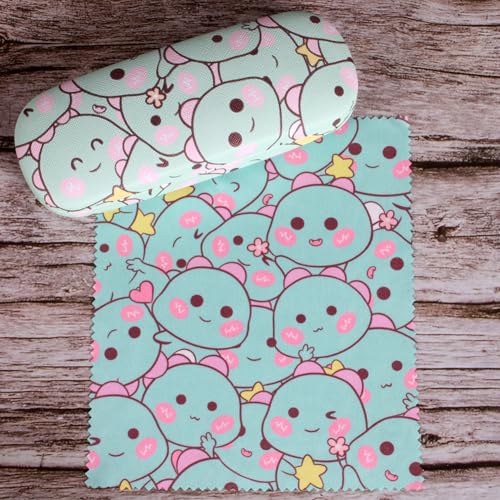 Image of ADBGV Cute Stylish Hard Shell Eyeglasses Cases Protective Case Storage Box With Glasses Cloth Eyeglass Strap for Girl Teen