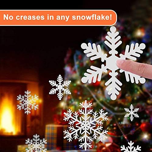 NOCHME Snowflake Window Stickers, 108 PCS Static Snow Flakes Window Clings for Glass Door, Christmas Snowflakes Window Display Decorations, Static PVC Stickers, White