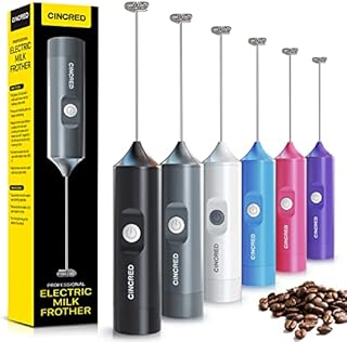 Updated Milk Frother - Hand Operated Battery Powered Frother for Coffee, Electric Whisk, Foam Maker and Drink Mixer for Your Latte, Cappuccino, Frappe, and Hot Chocolate