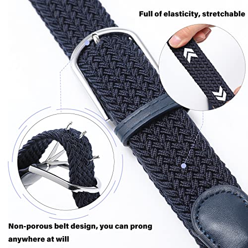 Awaytr Elastic Braided Belt For Women - 2Pcs Unisex Stretch Woven Fabric Belt For Jeans (Black+Brown) #TOP1