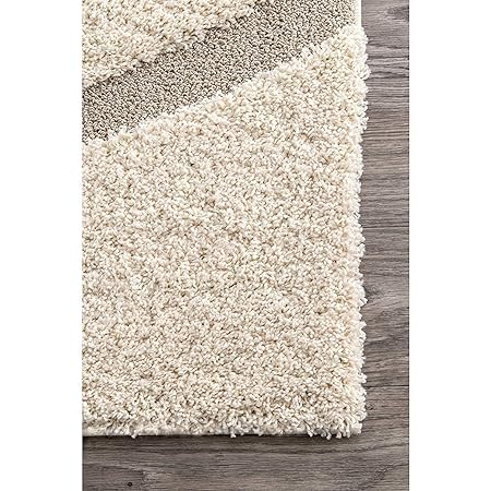 Image of Shaggy Rug for Bedroom Living Room 3X5 FEET Fluffy Plush Area Carpet with Non Slip Backing, Modern Cozy Floor Rug for Home Decor and Comfort (Ivory /Wave)