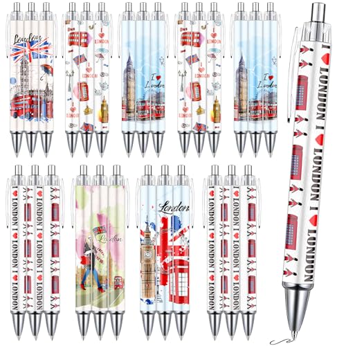 Wxiben London Ballpoint Pens Bulk - 36 Pcs London Souvenirs Gifts from UK City Travel Ballpoint Pens Retractable Smooth Ball Point Pen British Gifts for Office School Stationery Traveler Supplies