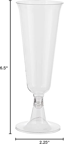 Miniatura 2 de Exquisite Copas de champán de plástico transparente de 5 onzas, 2 copas de vino de plástico con tallo - 60 unidades