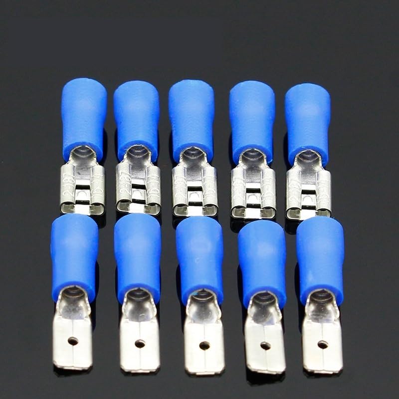 100 pièces (50 paires) de cosses à sertir isolées de 4,8 mm pour connecteurs électriques et de câblage femelle/mâle.
