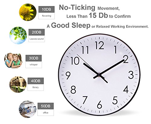 Epy Huts Wall Clock For Living Room, Indoor Non-Ticking Silent Quartz Quiet Sweep Movement Wall Clock For Office, Bathroom, Living Room Decorative 10 Inch White #TOP3