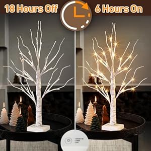 EAMBRITE Lighted Birch Tree Easter Decorations for Home, White Birch Tree with Lights, 24 LED Lighted Mini Money Tree Twig Tree Battery Operated with Timer, Christmas Indoor Centerpiece Decor (2FT) EAMBRITE Lighted Birch Tree Easter Decorations for Home White Birch Tree with Lights 24 LED Lighted Mini Money Tree Twig Tree Battery Operated with Timer Christmas Indoor Centerpiece Decor 2FT