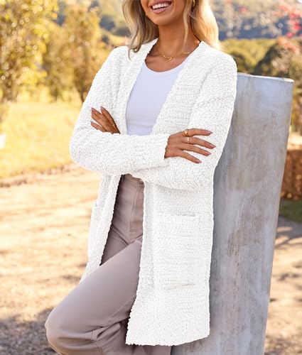 Image of MEROKEETY Women's Long Sleeve Soft Chunky Knit Sweater Open Front Cardigans Outwear Coat