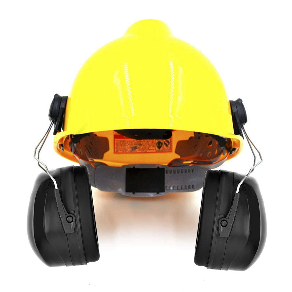 JTLB Casco Negro con Protectores Auditivos Orejeras Casco Duro Orejeras Reducción de Ruido Accesorio de Orejera Insonorizado Protección para los Oídos