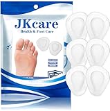 JKcare Gel Metatarsal Pads (Adhesive-Backed), Ball of Foot Cushions, Forefoot Support for Metatarsalgia, Morton’s Neuroma, Aching Feet Pain Relief- 6 Pack